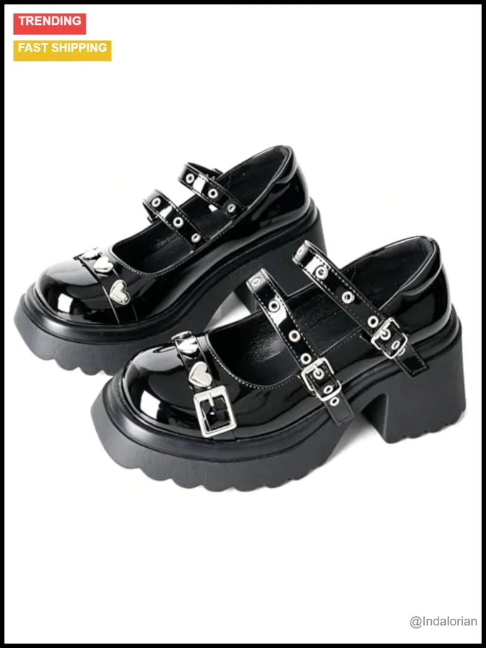 Gothic Platform Mary Janes Pump Chunky Heel Cosplay Lug Sole Buckle Strap